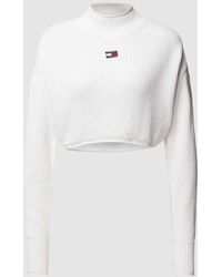 Tommy Hilfiger - Cropped Strickpullover mit Label-Patch - Lyst