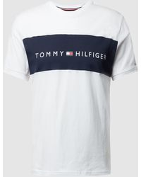Tommy Hilfiger Lounge T-shirt Met Ronde Hals En Contrasterend Inzetstuk Op - Wit