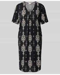 Freequent - Knie-Lange Jurk Met V-Hals Model 'Floy' - Lyst