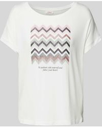 S.oliver - T-Shirt mit Motiv- und Statement-Print - Lyst