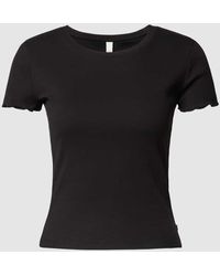 QS - Cropped T-Shirt in Ripp-Optik - Lyst