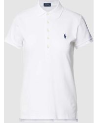 Polo Ralph Lauren - Slim Fit Poloshirt mit Label-Stitching Modell 'JULIE' - Lyst