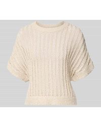 Comma, - Strickpullover mit 1/2-Arm und Rundhalsausschnitt - Lyst