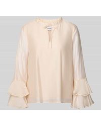 Comma, - Regular Fit Bluse aus Lyocell-Mix mit Volants - Lyst