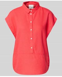 Ichi - Regular Fit Bluse Aus Leinen-Viskose-Mix Mit Knopfleiste - Lyst