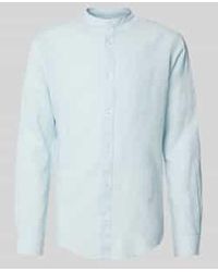Only & Sons - Slim Fit Linnen Overhemd Met Opstaande Kraag - Lyst