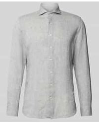 Profuomo - Slim Fit Linnen Overhemd Met Haaikraag - Lyst