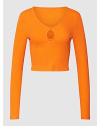 ONLY Crop Top mit Schlüsselloch-Ausschnitt Modell 'NULAN' - Orange