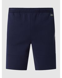 Lacoste Regular Fit Sweatshorts mit Logo-Streifen - Blau