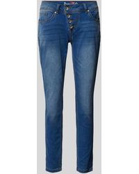 Buena Vista - Slim Fit Jeans Met Asymmetrische Knoopsluiting - Lyst