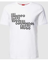 HUGO - T-Shirt mit Label-Statement-Print Modell 'Davalon' - Lyst
