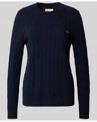 GANT - Strickpullover mit Zopfmuster und Label-Stitching - Lyst