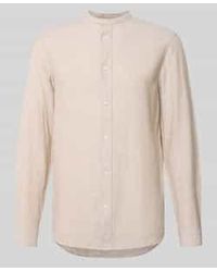 Only & Sons - Slim Fit Linnen Overhemd Met Opstaande Kraag - Lyst