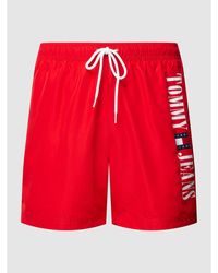 Tommy Hilfiger Badehose mit Label-Print - Rot