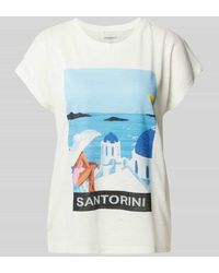Milano Italy - T-Shirt aus Viskose-Mix mit Motiv-Print - Lyst