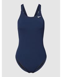 Nike Badeanzug mit U-Ausschnitt und Cut-Outs am Rücken - Blau