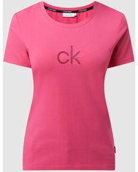 Calvin Klein - T-Shirt mit Logo und Glitter-Effekt - Lyst