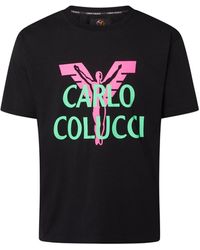 carlo colucci T-Shirt aus Slub Jersey - Schwarz