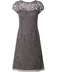 Niente Cocktailkleid aus Tüll mit Zierperlenbesatz - Grau