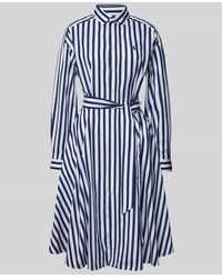 Polo Ralph Lauren - Knielanges Kleid Mit Bindegürtel Modell 'Ela' - Lyst
