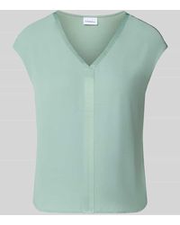 Comma, - Regular Fit Bluse aus Viskose-Mix mit V-Ausschnitt - Lyst