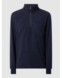 SELECTED Relaxed Fit Troyer aus Fleece Modell 'Brenan' - Blau