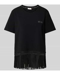 Liu Jo - T-Shirt mit Fransen in unifarbenem Design - Lyst
