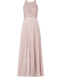 Luxuar Avondjurk Met Bloemenborduursels - Roze