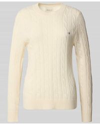 GANT - Strickpullover mit Zopfmuster und Label-Stitching - Lyst