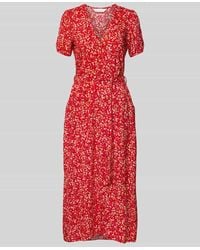 Apricot - Midikleid aus Viskose mit Knopfleiste und Bindegürtel - Lyst