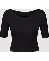 Guess Cropped T-Shirt mit Label-Applikation Modell 'BACK BOW' - Schwarz