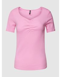 Pieces T-Shirt mit Herz-Ausschnitt Modell 'TANIA' - Pink