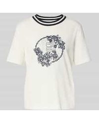 Marc Cain - T-Shirt Met Siersteentjes En Ronde Hals - Lyst