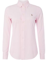 Polo Ralph Lauren Skinny Fit Bluse aus Piqué - Pink