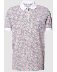 Christian Berg Men - Regular Fit Poloshirt mit Allover-Label-Print - Lyst