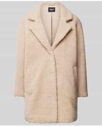 ONLY - Regular Fit Lange Jas Van Teddybont Met Blinde Drukknoopsluiting - Lyst