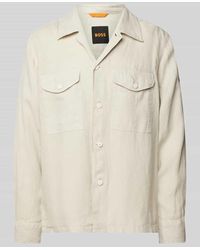 BOSS - Hemdjacke aus Leinen mit Brusttaschen - Lyst