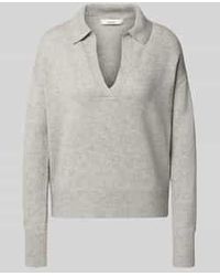 0039 Italy - Gebreide Pullover Van Een Mix Van Kasjmier En Linnen Met V-Hals, Model 'Iris' - Lyst