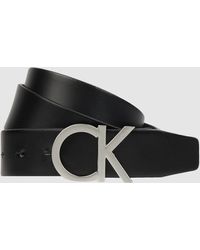 Calvin Klein Gürtel Ck Adj. Buckle Belt aus Leder - Schwarz
