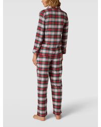 Lauren by Ralph Lauren Pyjama Met Ruitmotief, Model 'notch' - Rood
