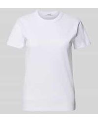 Opus - T-Shirt Met Geribde Ronde Hals, Model 'Samun' - Lyst