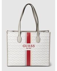 Guess Tote Bag mit Allover-Logo Modell 'SILVANA TOTE' - Weiß