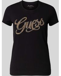Guess - T-Shirt mit Ziersteinbesatz - Lyst
