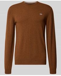 GANT - Strickpullover aus reiner Lammwolle mit gerippten Abschlüssen - Lyst