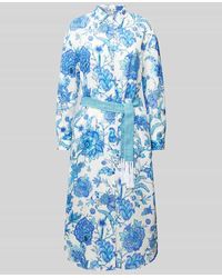 Emily Van Den Bergh - Hemdblusenkleid mit floralem Muster und Bindegürtel - Lyst