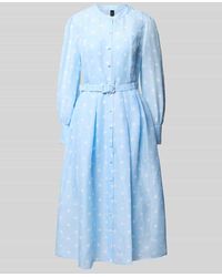 Marc Cain - Midikleid aus Leinen-Seide-Mix mit Gürtel - Lyst