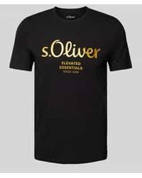 S.oliver - Regular Fit T-shirt Van Puur Katoen Met Labelprint Met Statement - Lyst