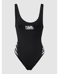 Karl Lagerfeld Badeanzug mit Label-Print - Schwarz