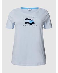 Tommy Hilfiger Curve PLUS SIZE T-Shirt mit Label-Print - Blau