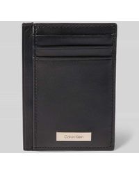 Calvin Klein - Kartenetui aus Leder mit Label-Applikation Modell 'PLAQUE' - Lyst
